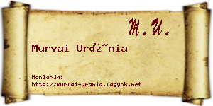 Murvai Uránia névjegykártya